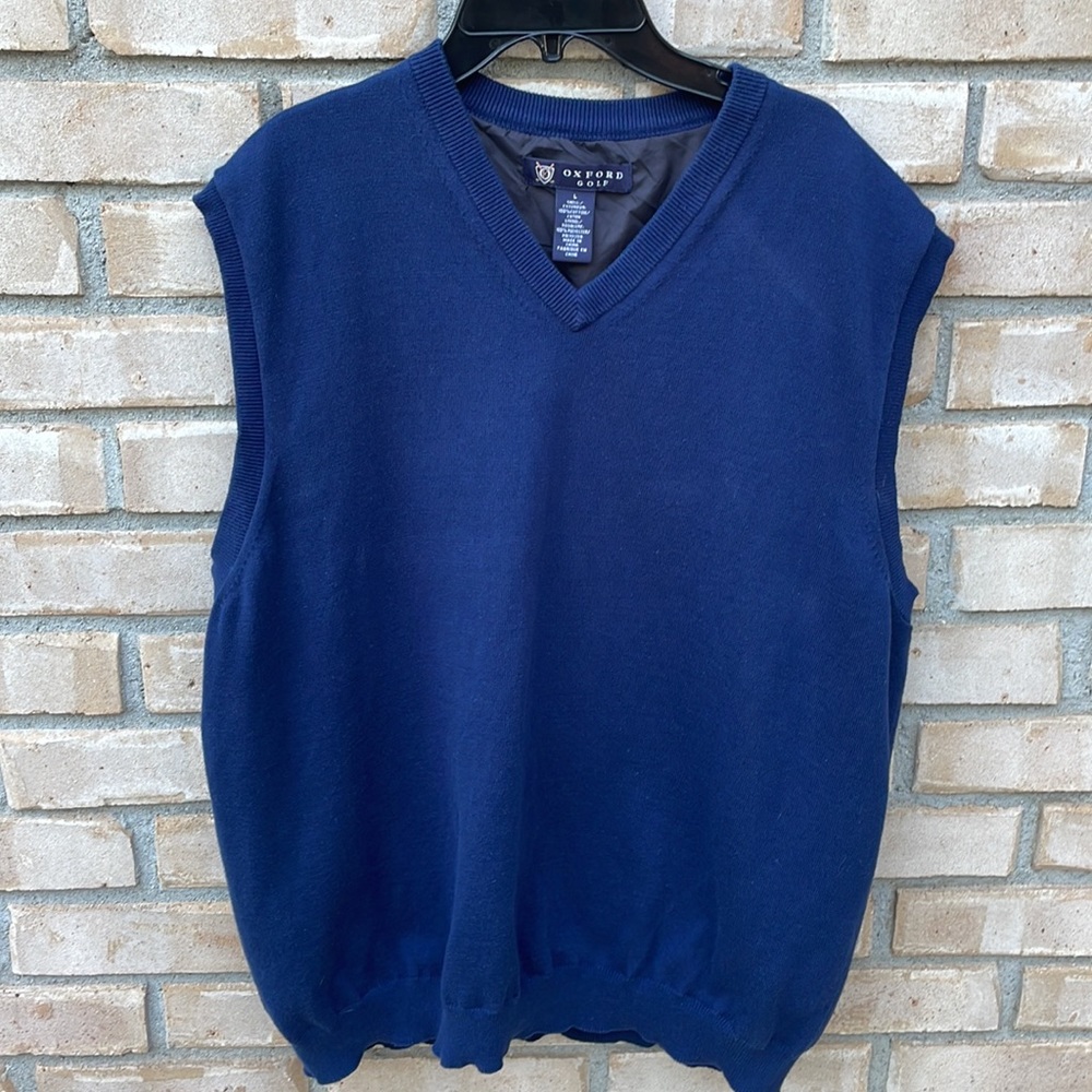 Lined Men’s Oxford Golf Vest for Cold Weather Navy Blue * READ* Sz L